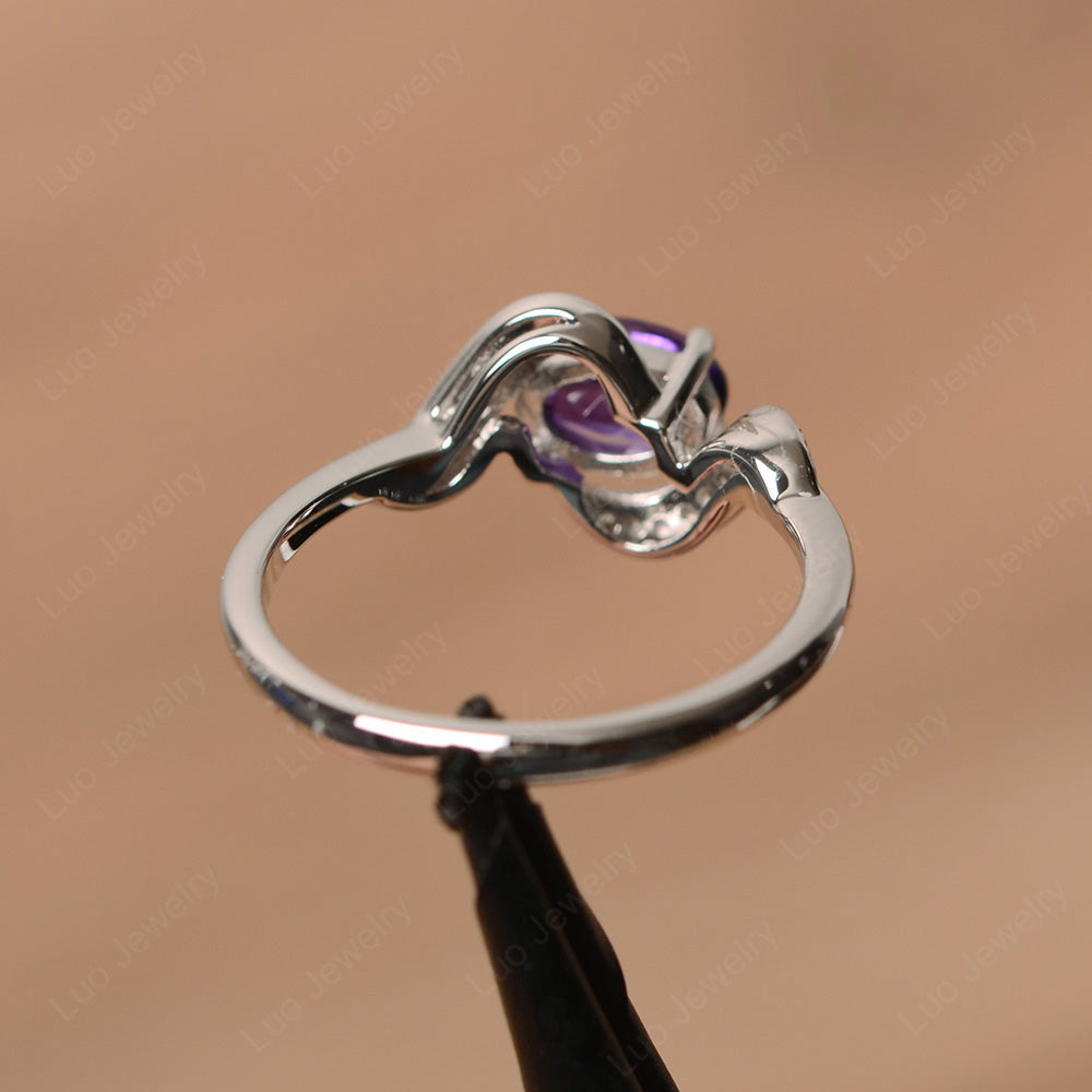 Oval Amethyst Ring East West Engagement Ring - LUO Jewelry