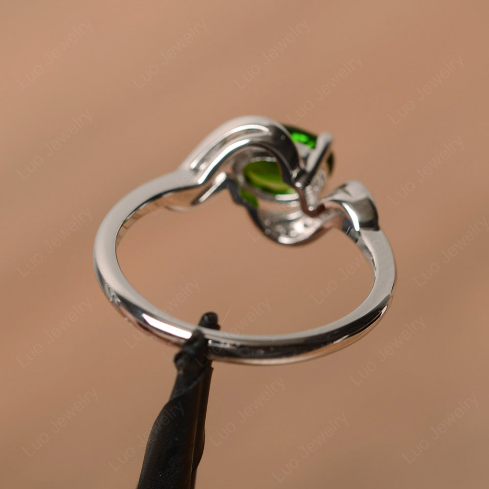 Oval Diopside Ring East West Engagement Ring - LUO Jewelry