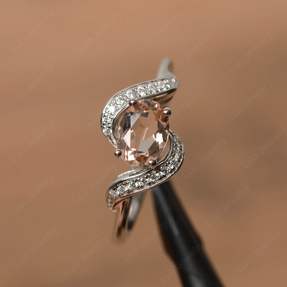 Oval Morganite Ring East West Engagement Ring - LUO Jewelry