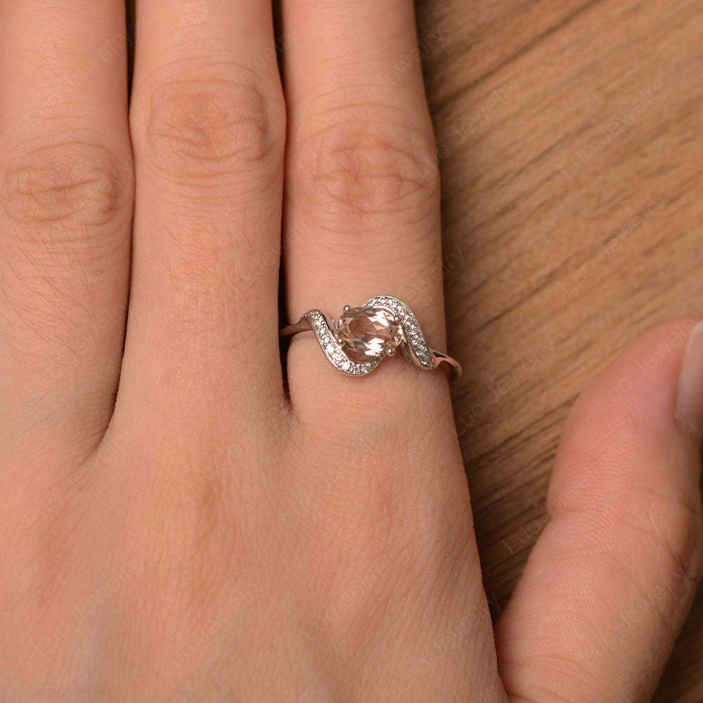 Oval Morganite Ring East West Engagement Ring - LUO Jewelry