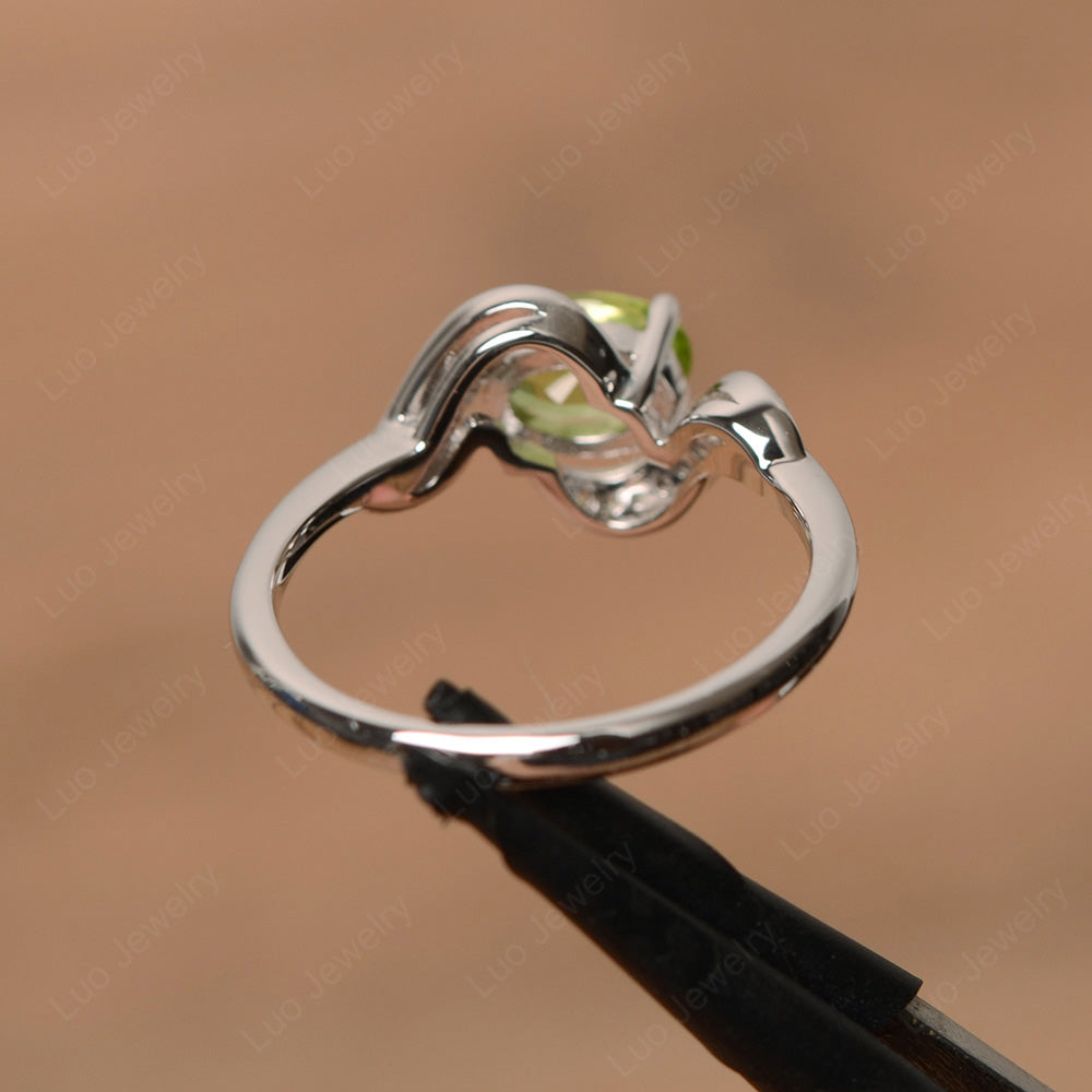 Oval Peridot Ring East West Engagement Ring - LUO Jewelry