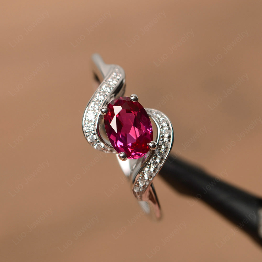 Oval Ruby Ring East West Engagement Ring - LUO Jewelry