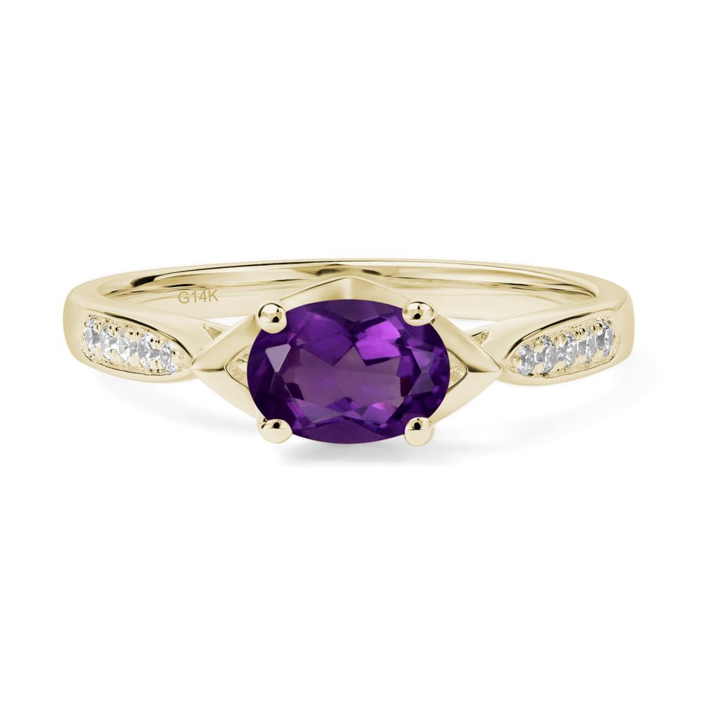 Petite Oval Horizontal Amethyst Ring - LUO Jewelry #metal_14k yellow gold