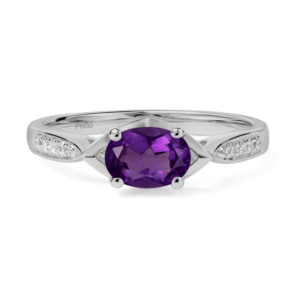 Petite Oval Horizontal Amethyst Ring - LUO Jewelry #metal_platinum