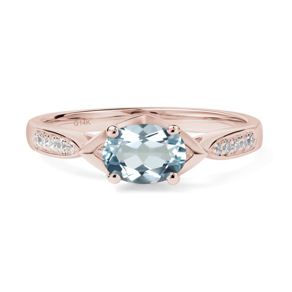 Petite Oval Horizontal Aquamarine Ring - LUO Jewelry #metal_14k rose gold