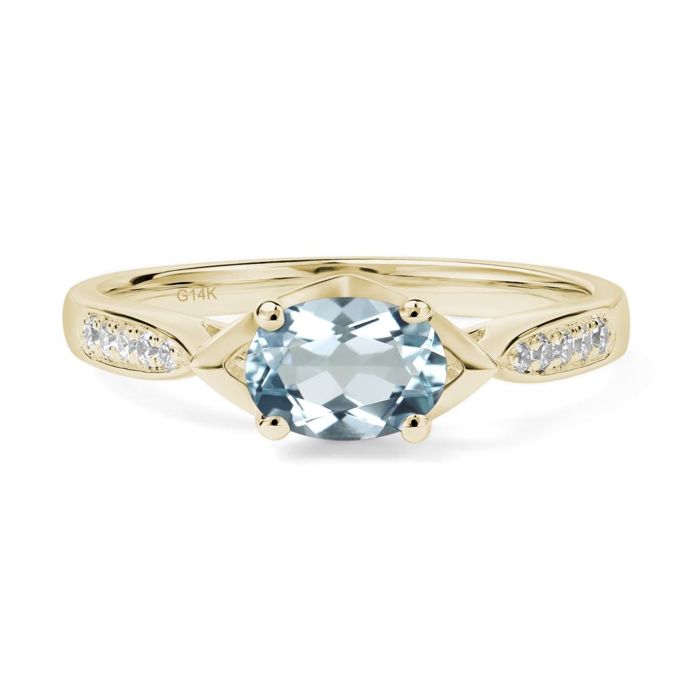 Petite Oval Horizontal Aquamarine Ring - LUO Jewelry #metal_14k yellow gold