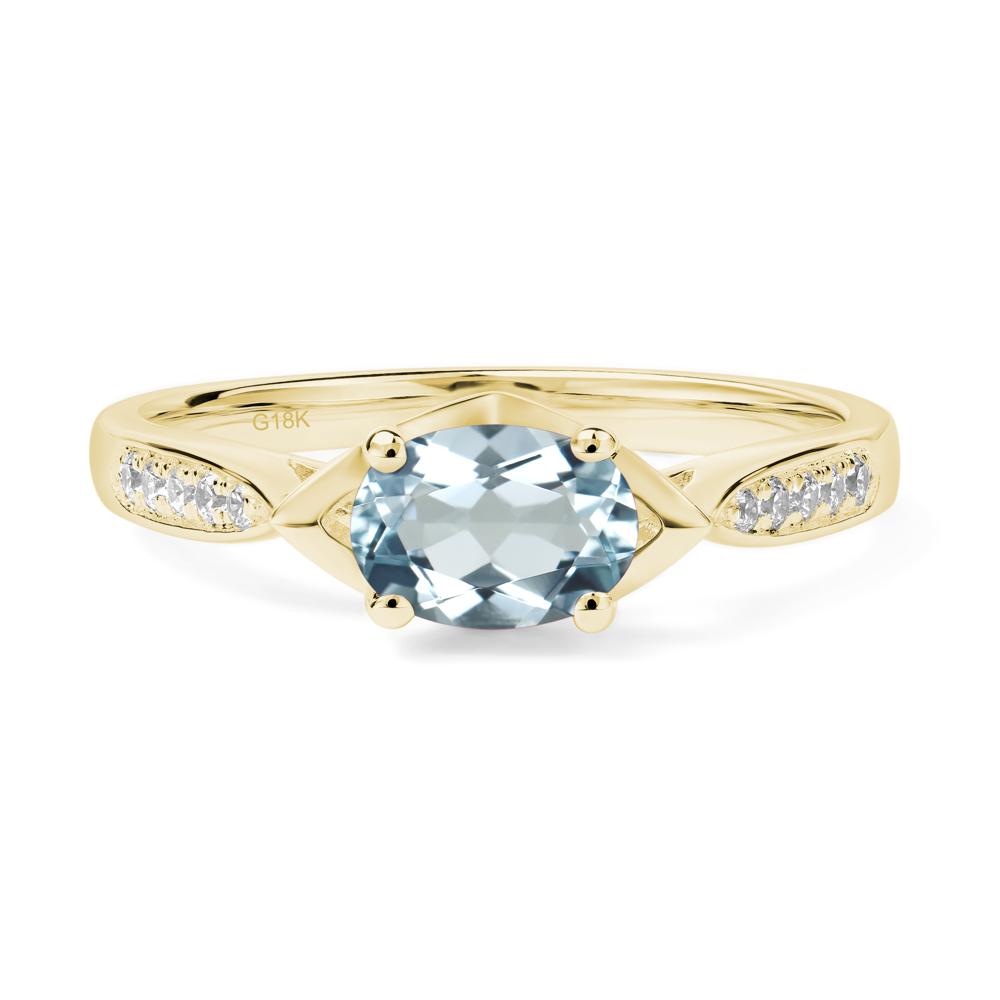 Petite Oval Horizontal Aquamarine Ring - LUO Jewelry #metal_18k yellow gold