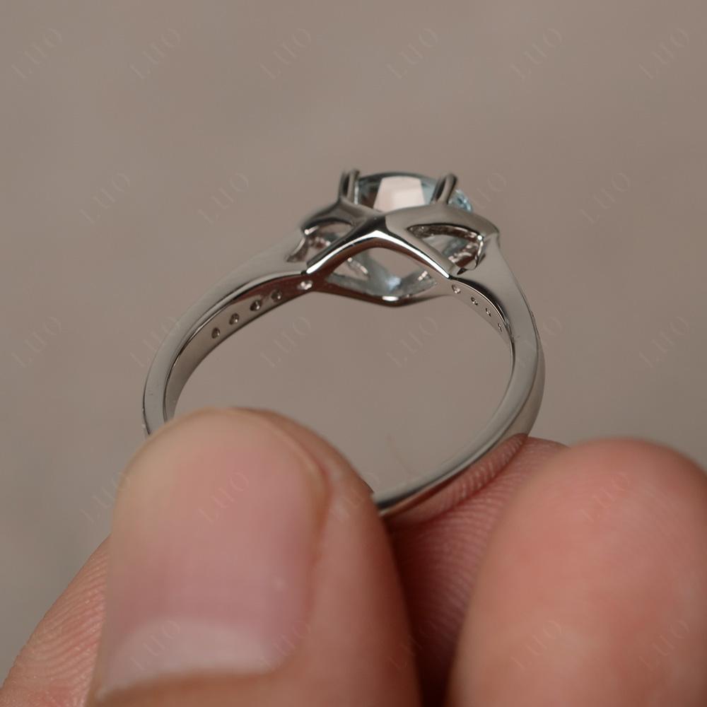 Petite Oval Horizontal Aquamarine Ring - LUO Jewelry