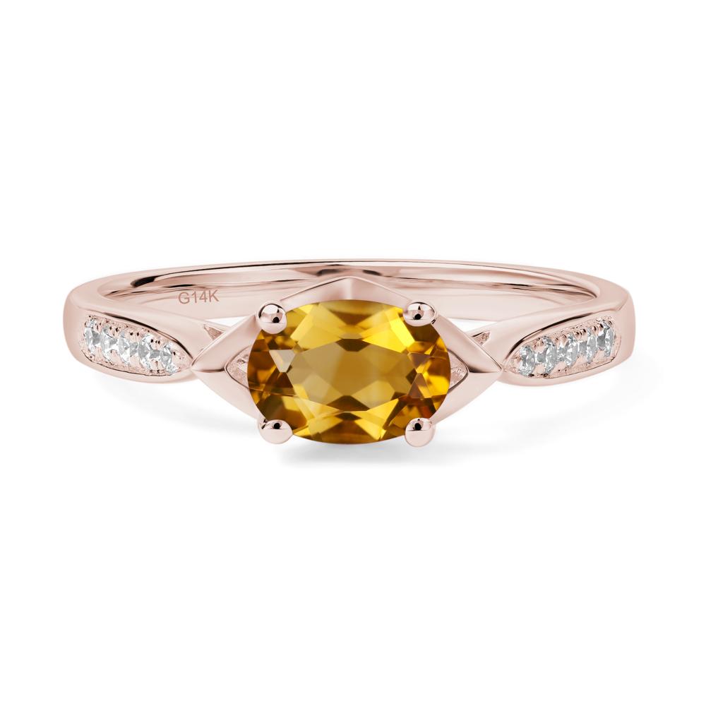 Petite Oval Horizontal Citrine Ring - LUO Jewelry #metal_14k rose gold