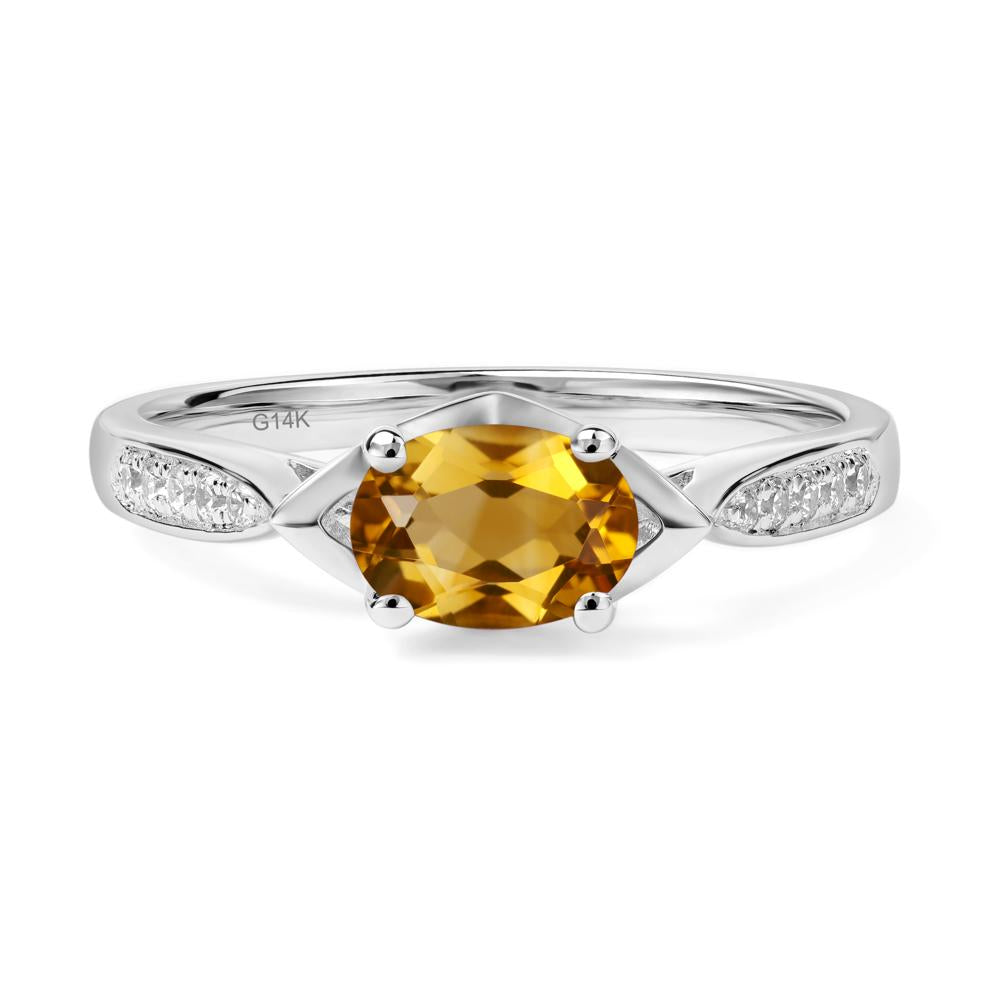 Petite Oval Horizontal Citrine Ring - LUO Jewelry #metal_14k white gold