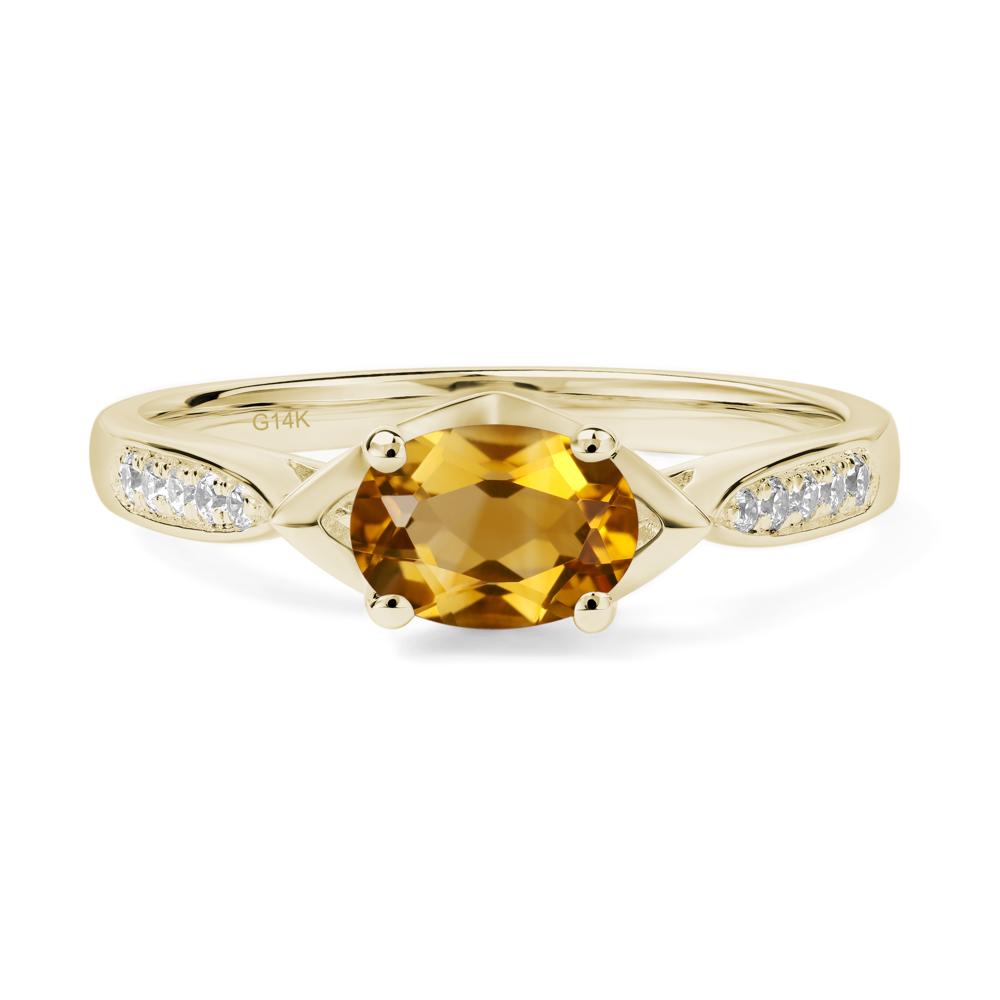 Petite Oval Horizontal Citrine Ring - LUO Jewelry #metal_14k yellow gold