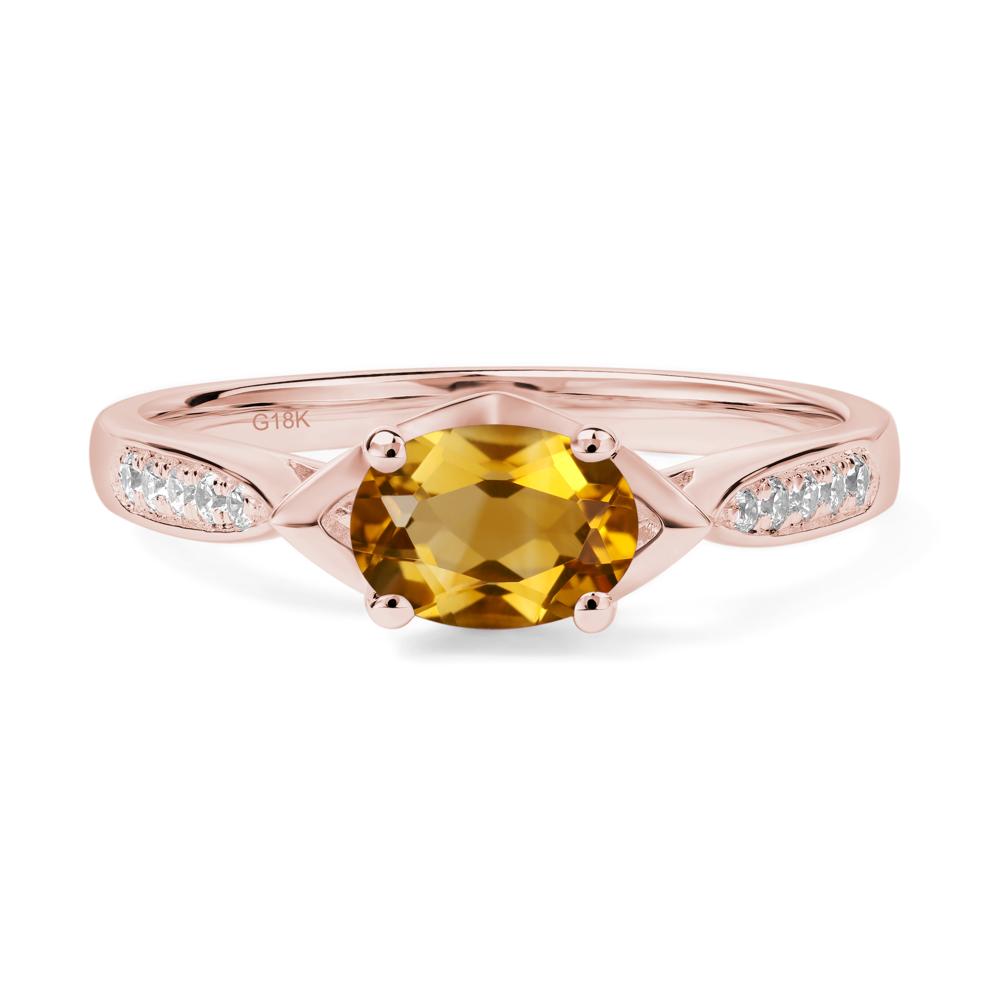 Petite Oval Horizontal Citrine Ring - LUO Jewelry #metal_18k rose gold
