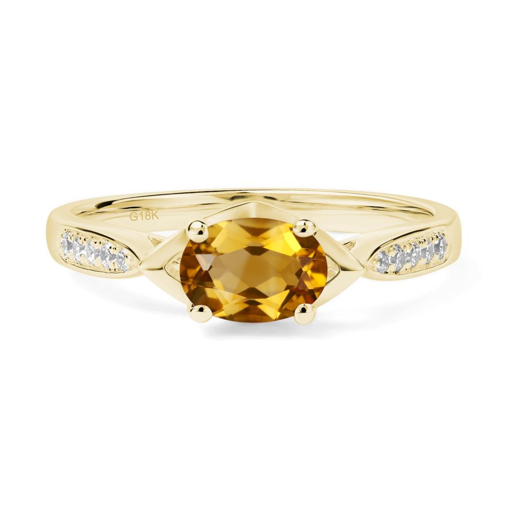 Petite Oval Horizontal Citrine Ring - LUO Jewelry #metal_18k yellow gold