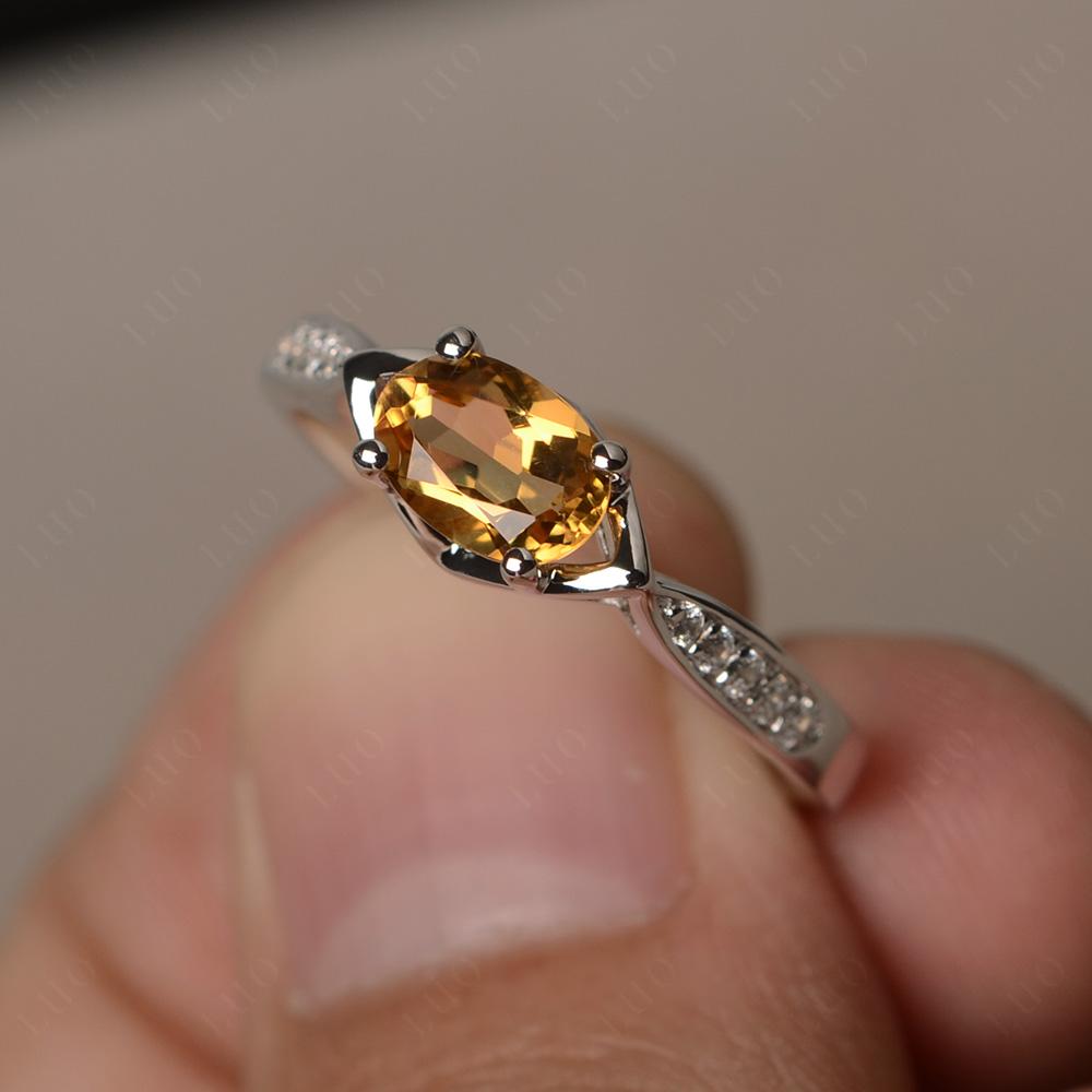 Petite Oval Horizontal Citrine Ring - LUO Jewelry