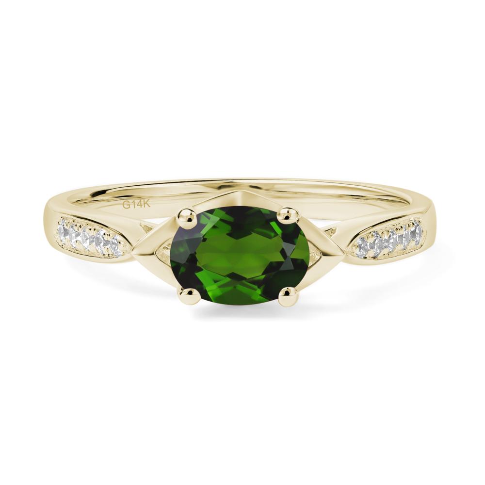 Petite Oval Horizontal Diopside Ring - LUO Jewelry #metal_14k yellow gold