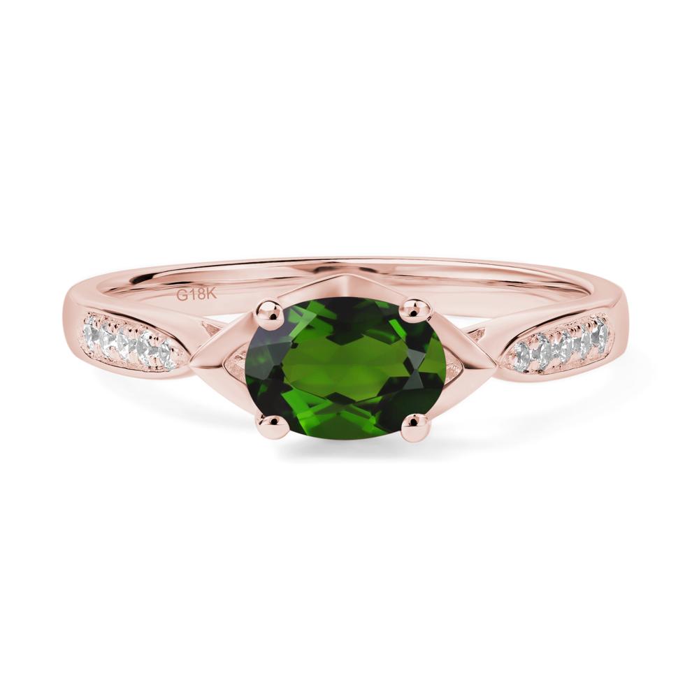 Petite Oval Horizontal Diopside Ring - LUO Jewelry #metal_18k rose gold