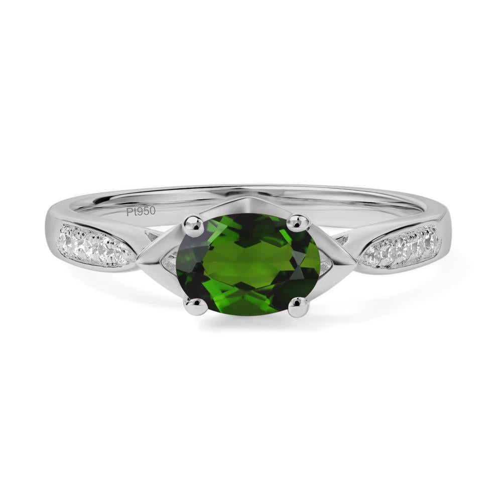 Petite Oval Horizontal Diopside Ring - LUO Jewelry #metal_platinum