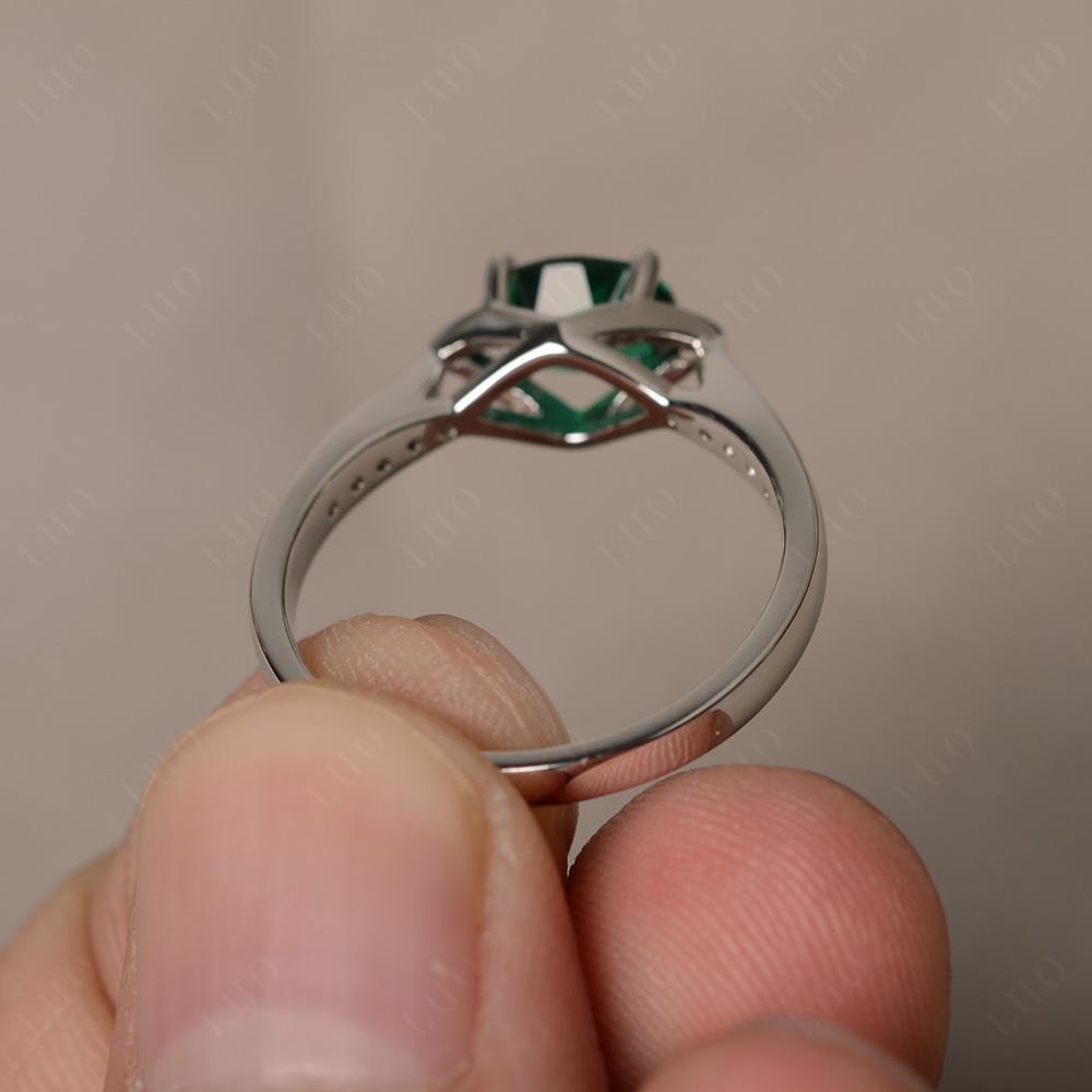 Petite Oval Horizontal Lab Grown Emerald Ring - LUO Jewelry