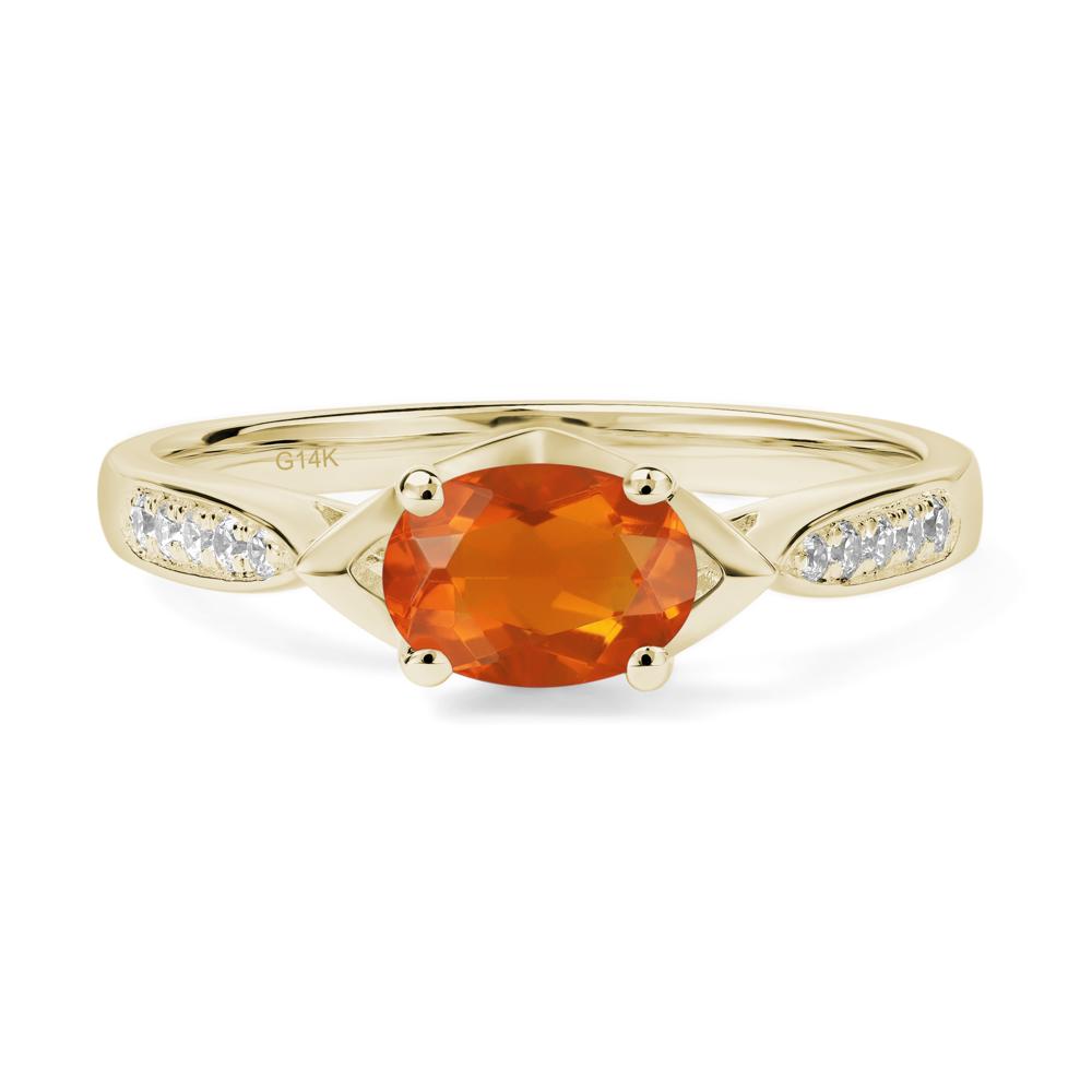 Petite Oval Horizontal Fire Opal Ring - LUO Jewelry #metal_14k yellow gold