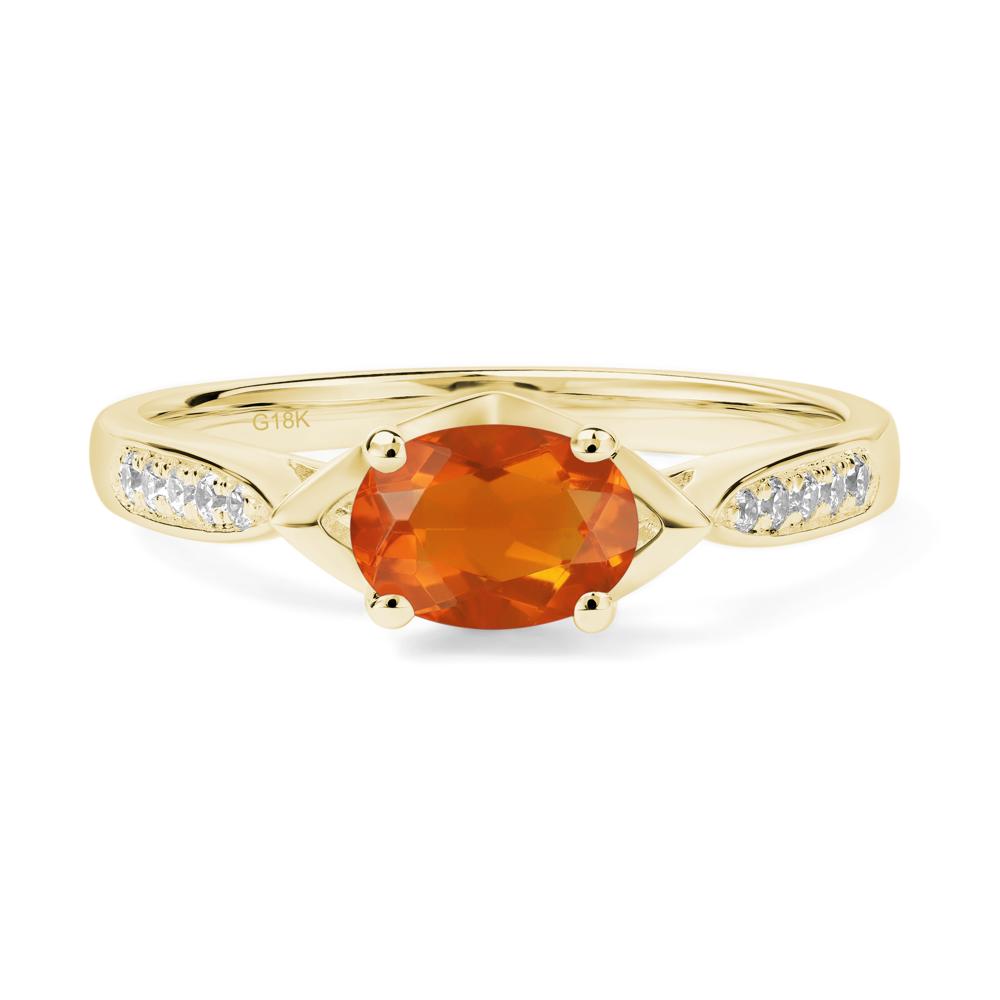 Petite Oval Horizontal Fire Opal Ring - LUO Jewelry #metal_18k yellow gold