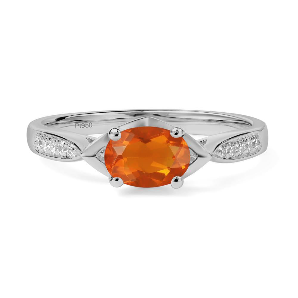 Petite Oval Horizontal Fire Opal Ring - LUO Jewelry #metal_platinum