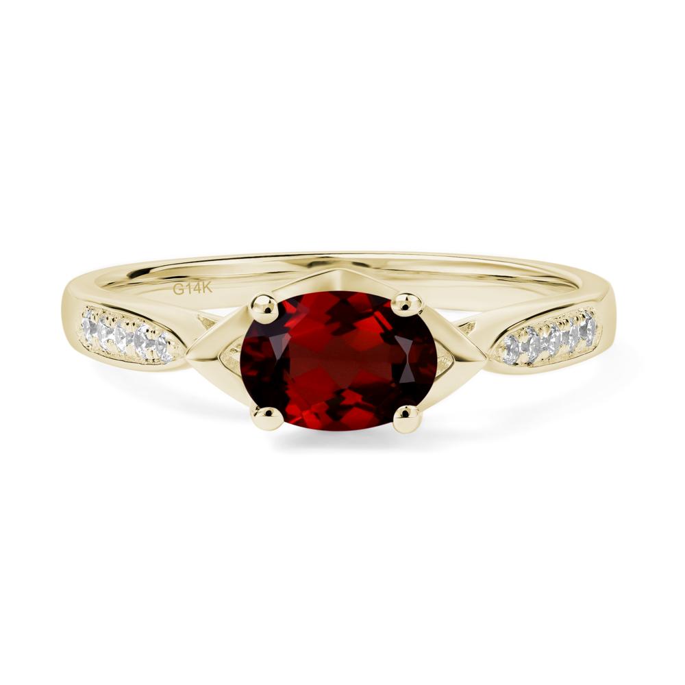 Petite Oval Horizontal Garnet Ring - LUO Jewelry #metal_14k yellow gold