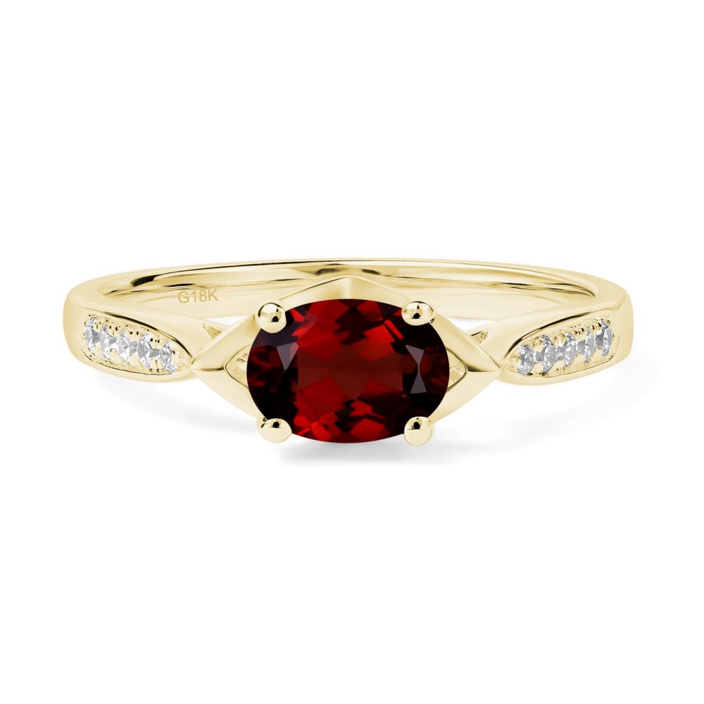 Petite Oval Horizontal Garnet Ring - LUO Jewelry #metal_18k yellow gold
