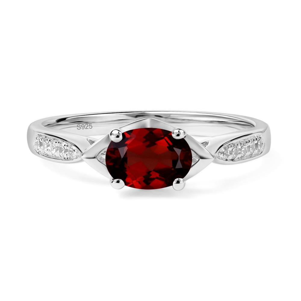 Petite Oval Horizontal Garnet Ring - LUO Jewelry #metal_sterling silver