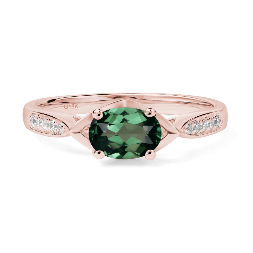 Petite Oval Horizontal Green Sapphire Ring - LUO Jewelry #metal_18k rose gold