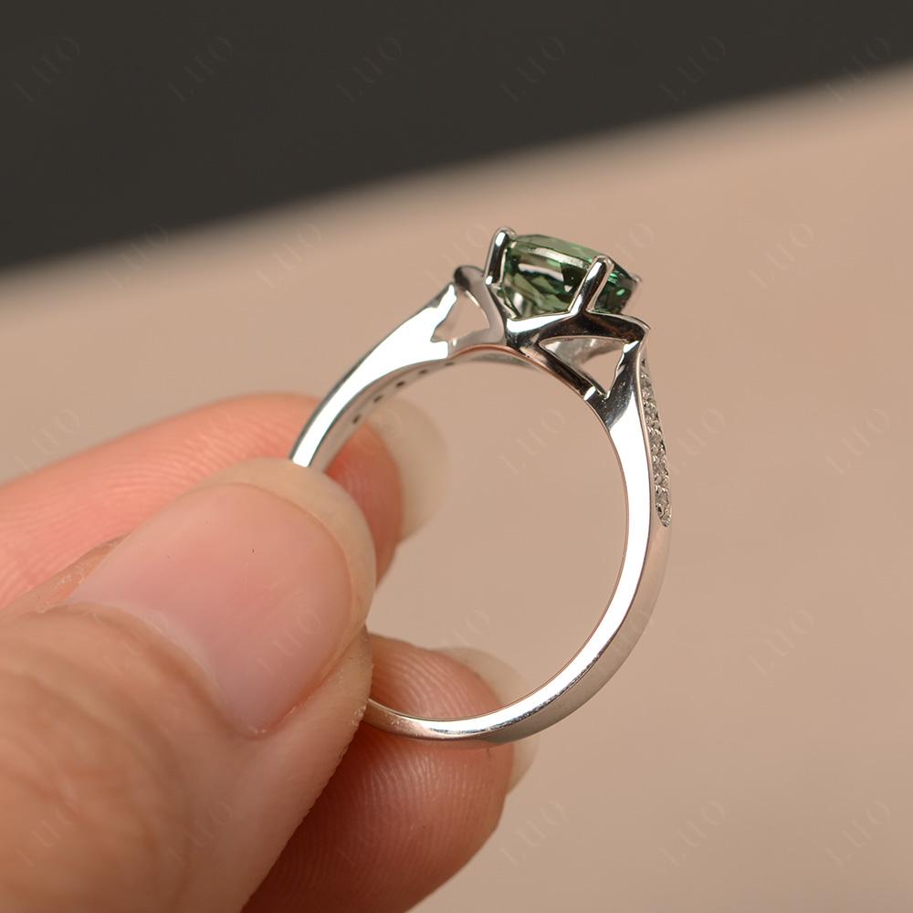 Petite Oval Horizontal Green Sapphire Ring - LUO Jewelry
