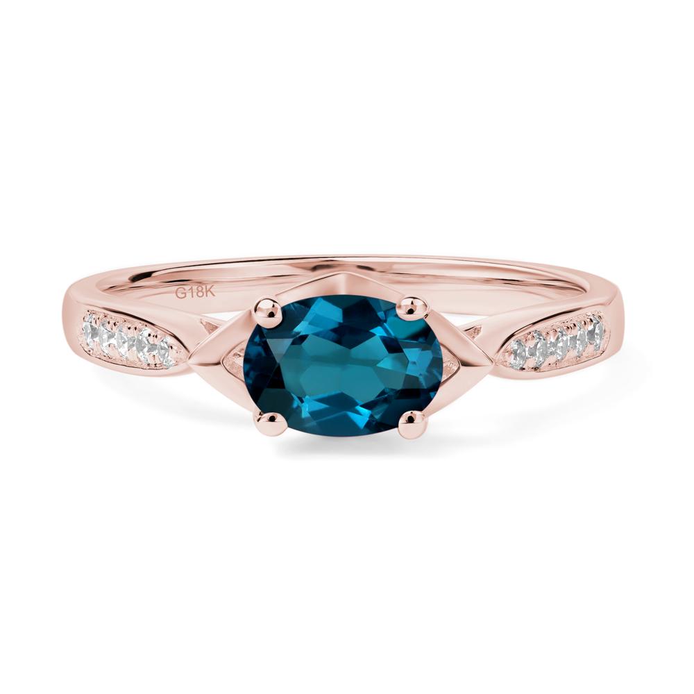 Petite Oval Horizontal London Blue Topaz Ring - LUO Jewelry #metal_18k rose gold