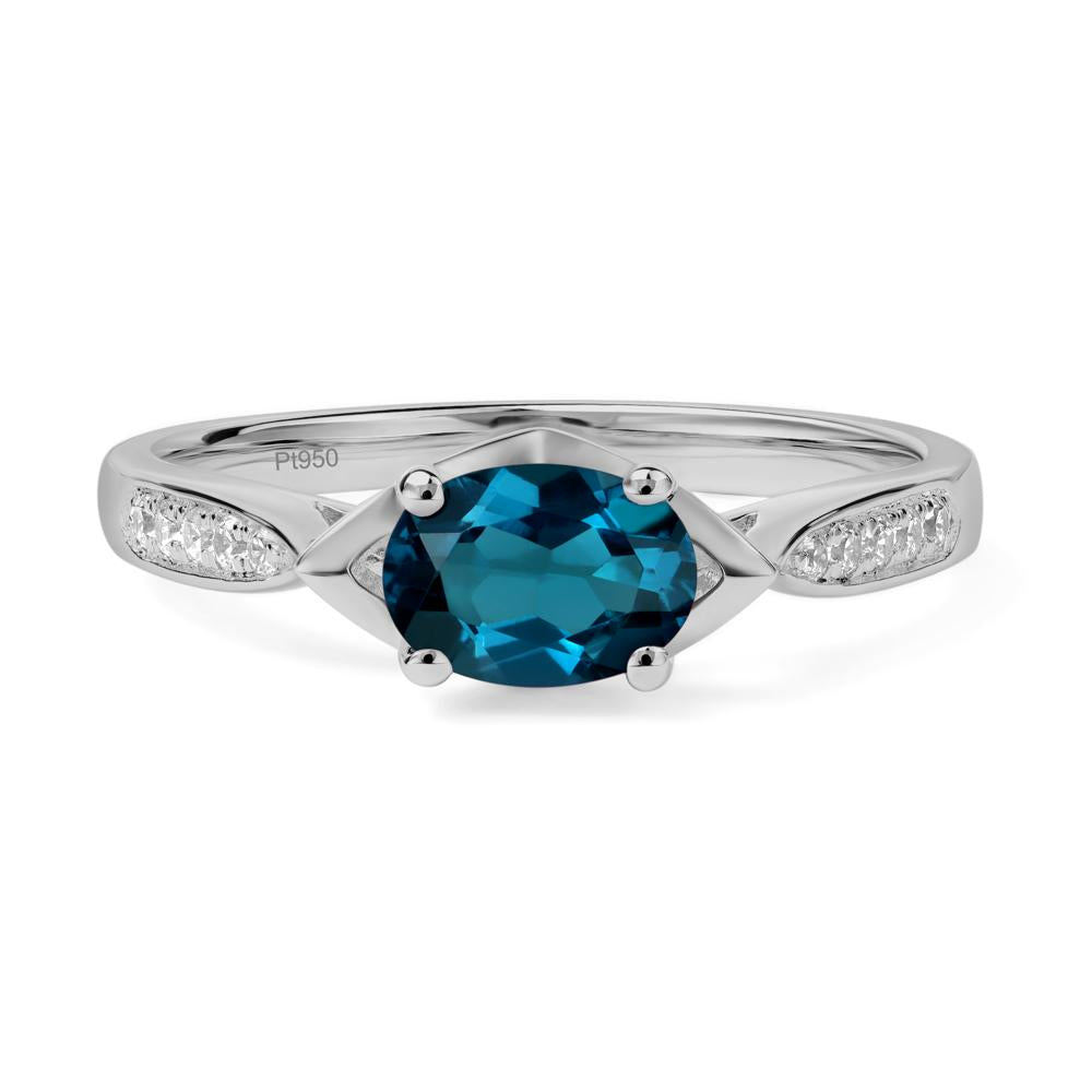 Petite Oval Horizontal London Blue Topaz Ring - LUO Jewelry #metal_platinum