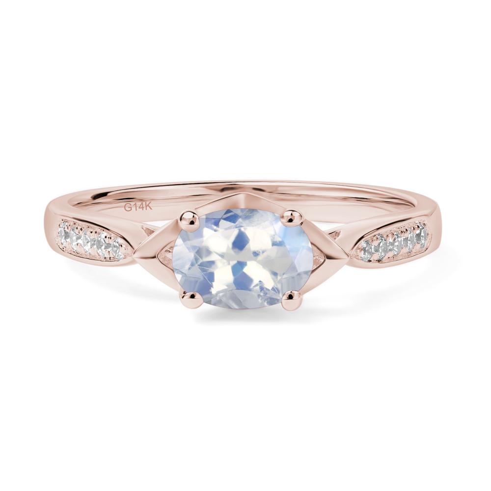 Petite Oval Horizontal Moonstone Ring - LUO Jewelry #metal_14k rose gold