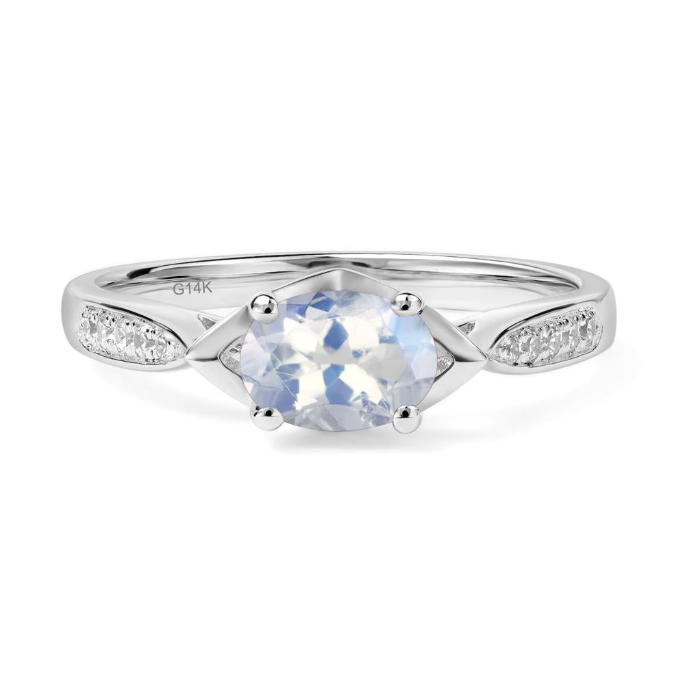 Petite Oval Horizontal Moonstone Ring - LUO Jewelry #metal_14k white gold