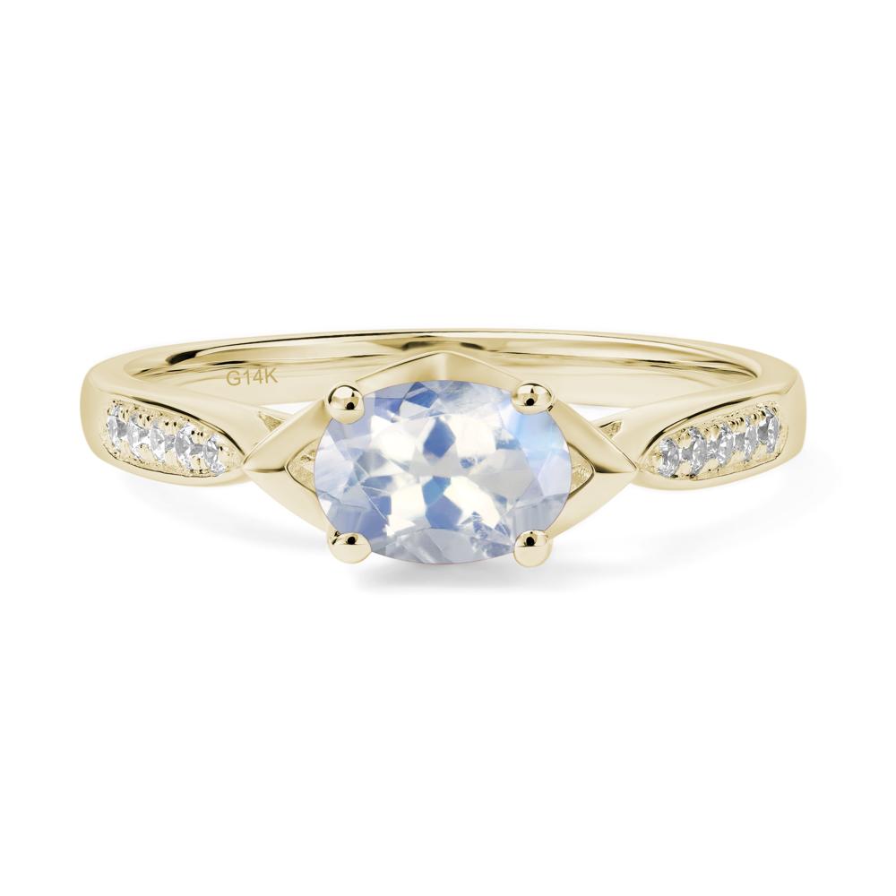 Petite Oval Horizontal Moonstone Ring - LUO Jewelry #metal_14k yellow gold