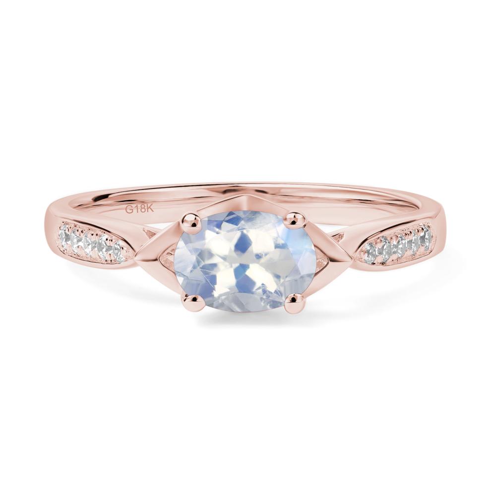 Petite Oval Horizontal Moonstone Ring - LUO Jewelry #metal_18k rose gold