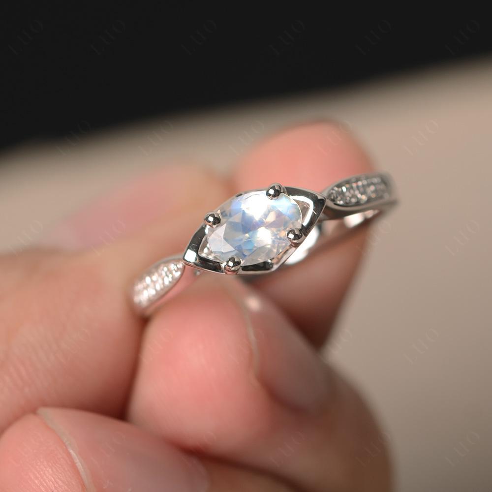 Petite Oval Horizontal Moonstone Ring - LUO Jewelry