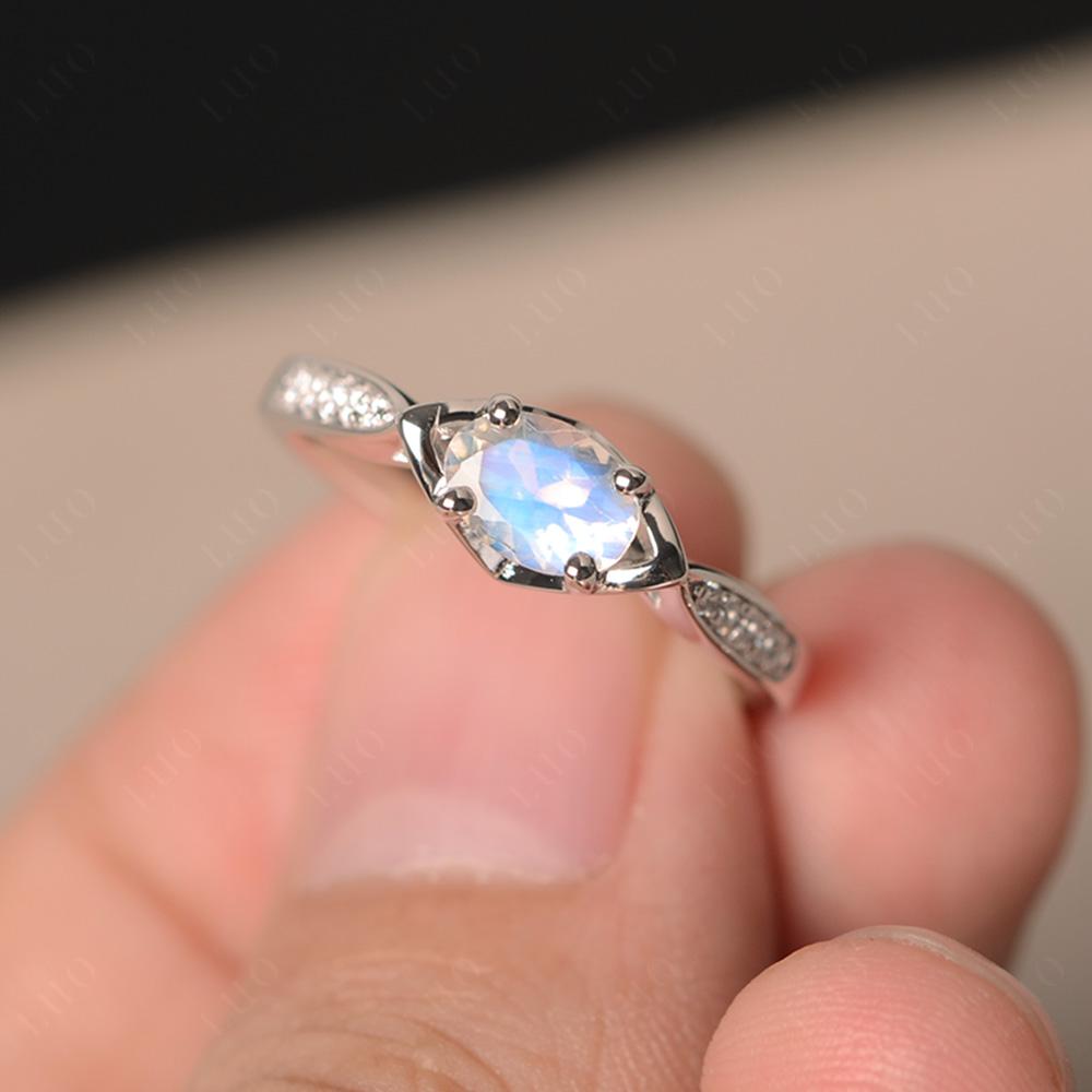 Petite Oval Horizontal Moonstone Ring - LUO Jewelry