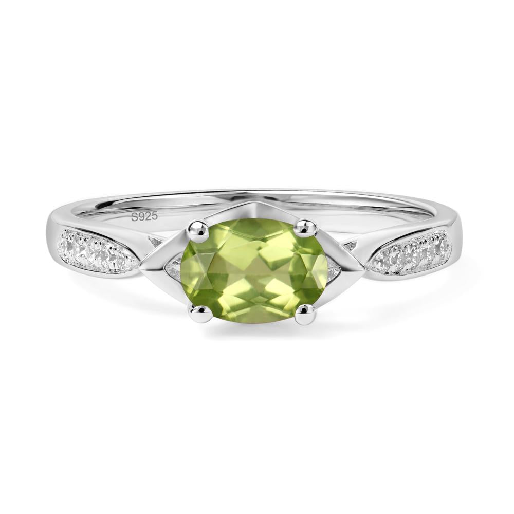 Petite Oval Horizontal Peridot Ring - LUO Jewelry #metal_sterling silver