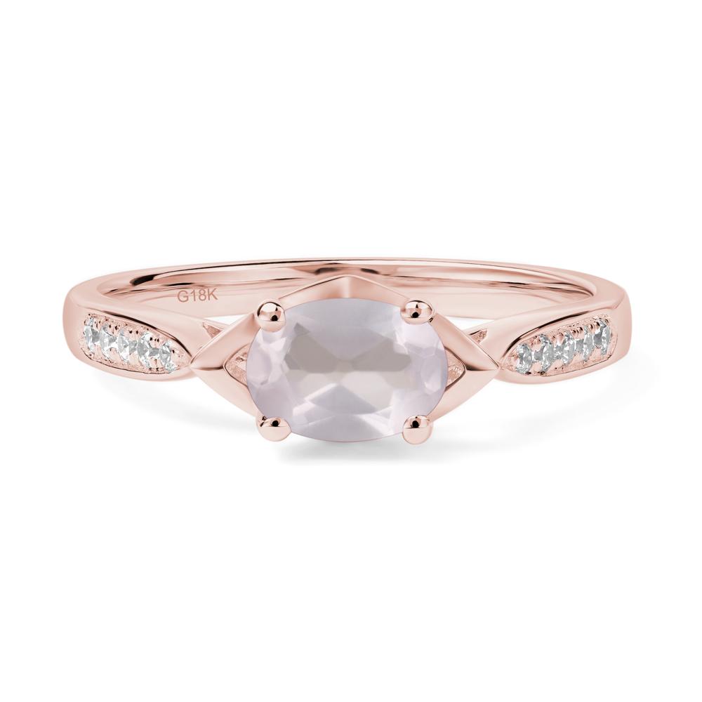 Petite Oval Horizontal Rose Quartz Ring - LUO Jewelry #metal_18k rose gold
