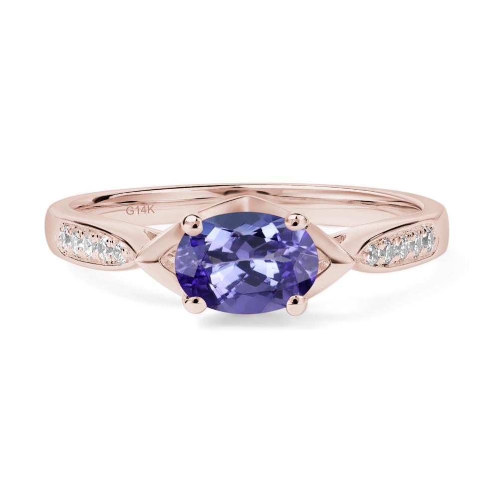 Petite Oval Horizontal Tanzanite Ring - LUO Jewelry #metal_14k rose gold