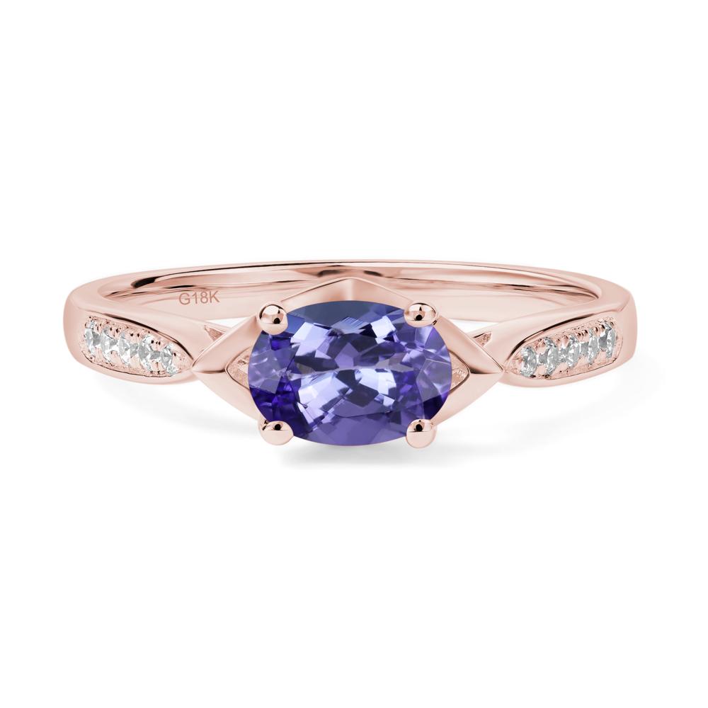 Petite Oval Horizontal Tanzanite Ring - LUO Jewelry #metal_18k rose gold