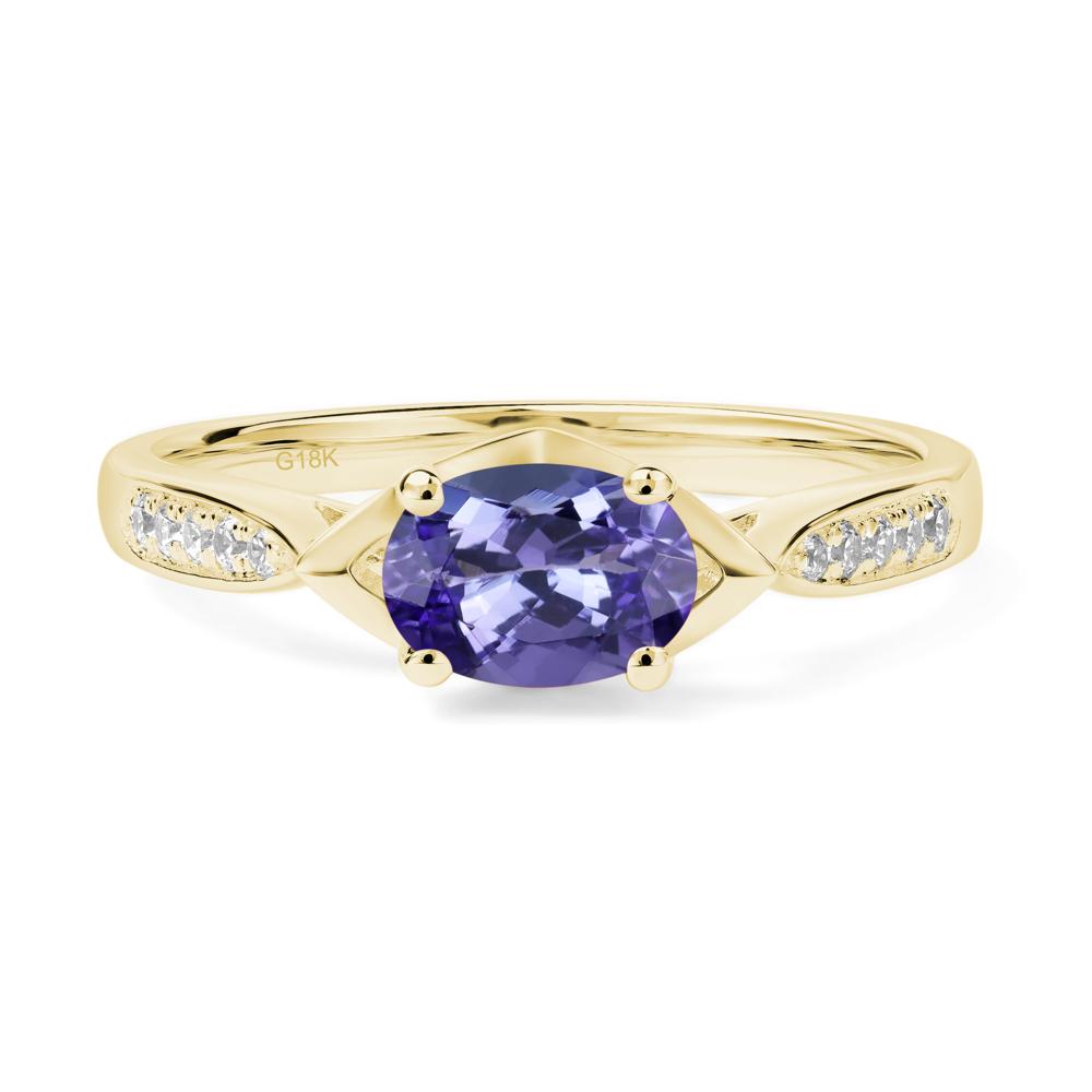 Petite Oval Horizontal Tanzanite Ring - LUO Jewelry #metal_18k yellow gold