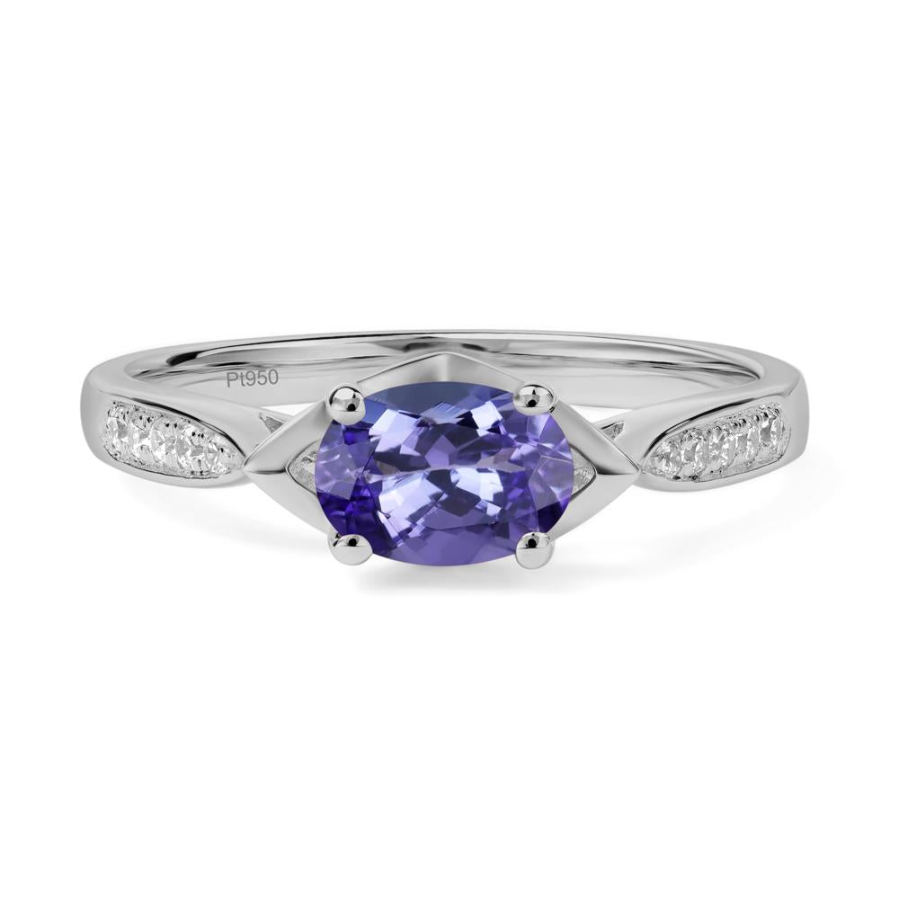 Petite Oval Horizontal Tanzanite Ring - LUO Jewelry #metal_platinum