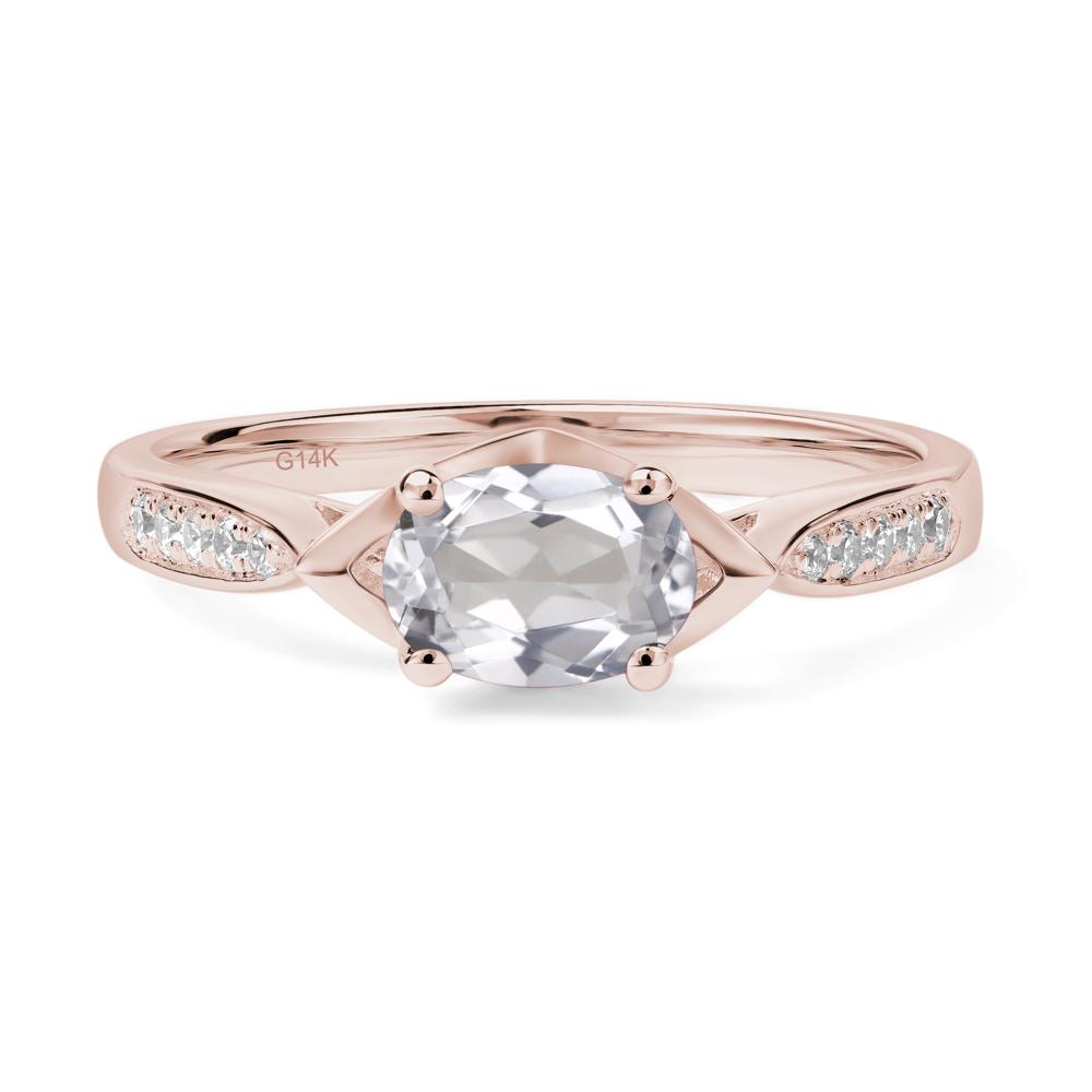 Petite Oval Horizontal White Topaz Ring - LUO Jewelry #metal_14k rose gold