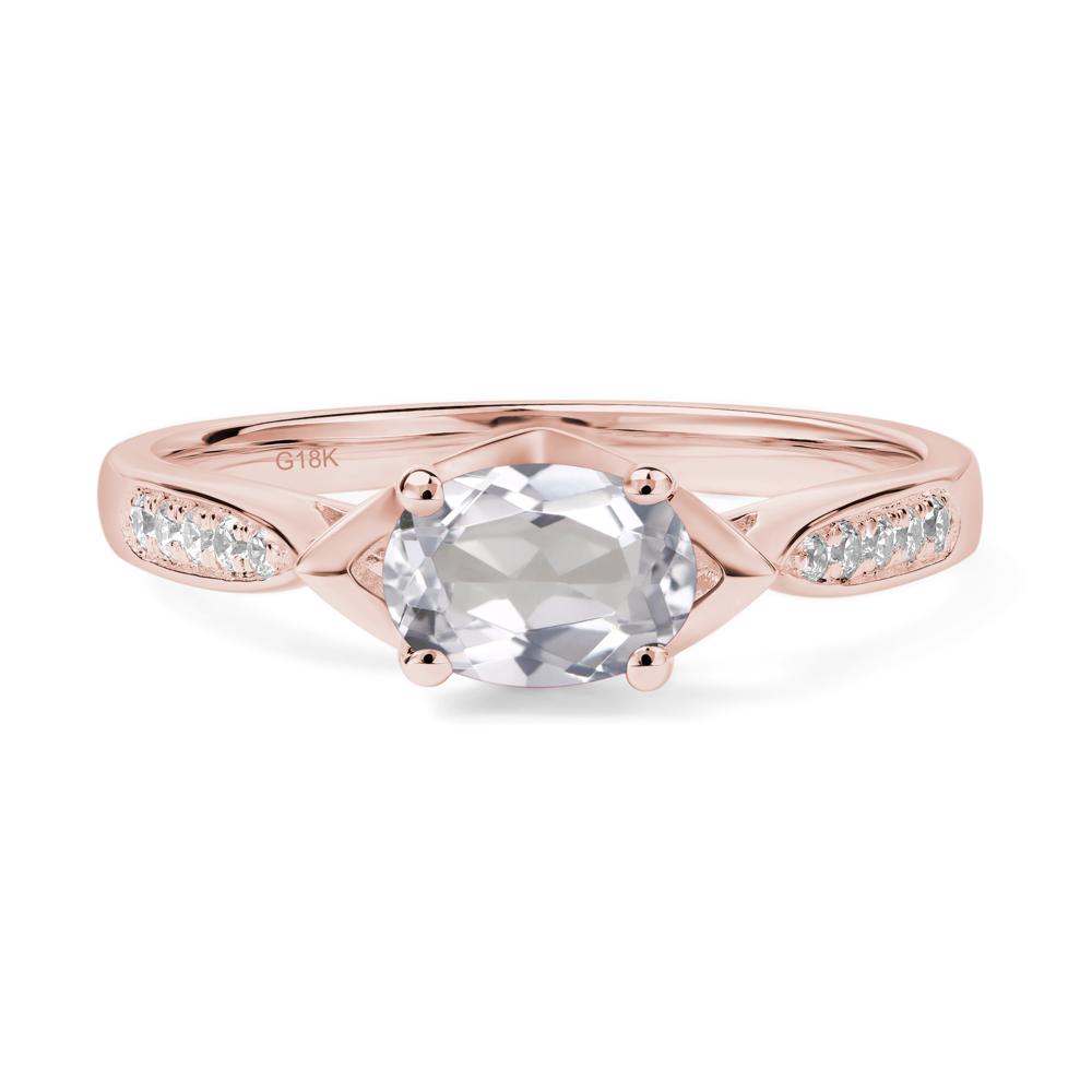 Petite Oval Horizontal White Topaz Ring - LUO Jewelry #metal_18k rose gold