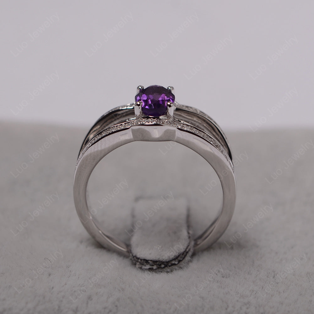 Oval Amethyst Ring Sterling Silver - LUO Jewelry