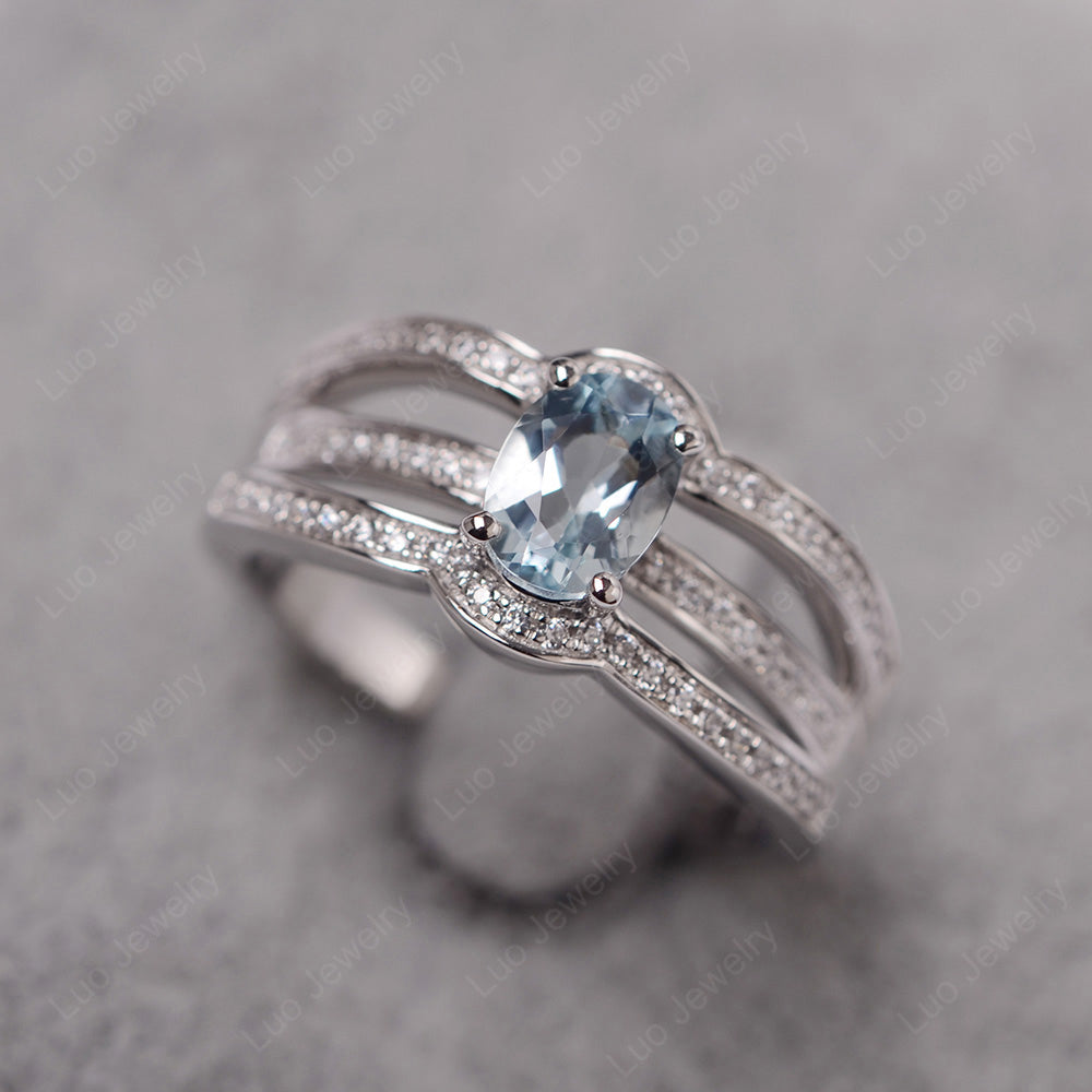 Oval Aquamarine Ring Sterling Silver - LUO Jewelry