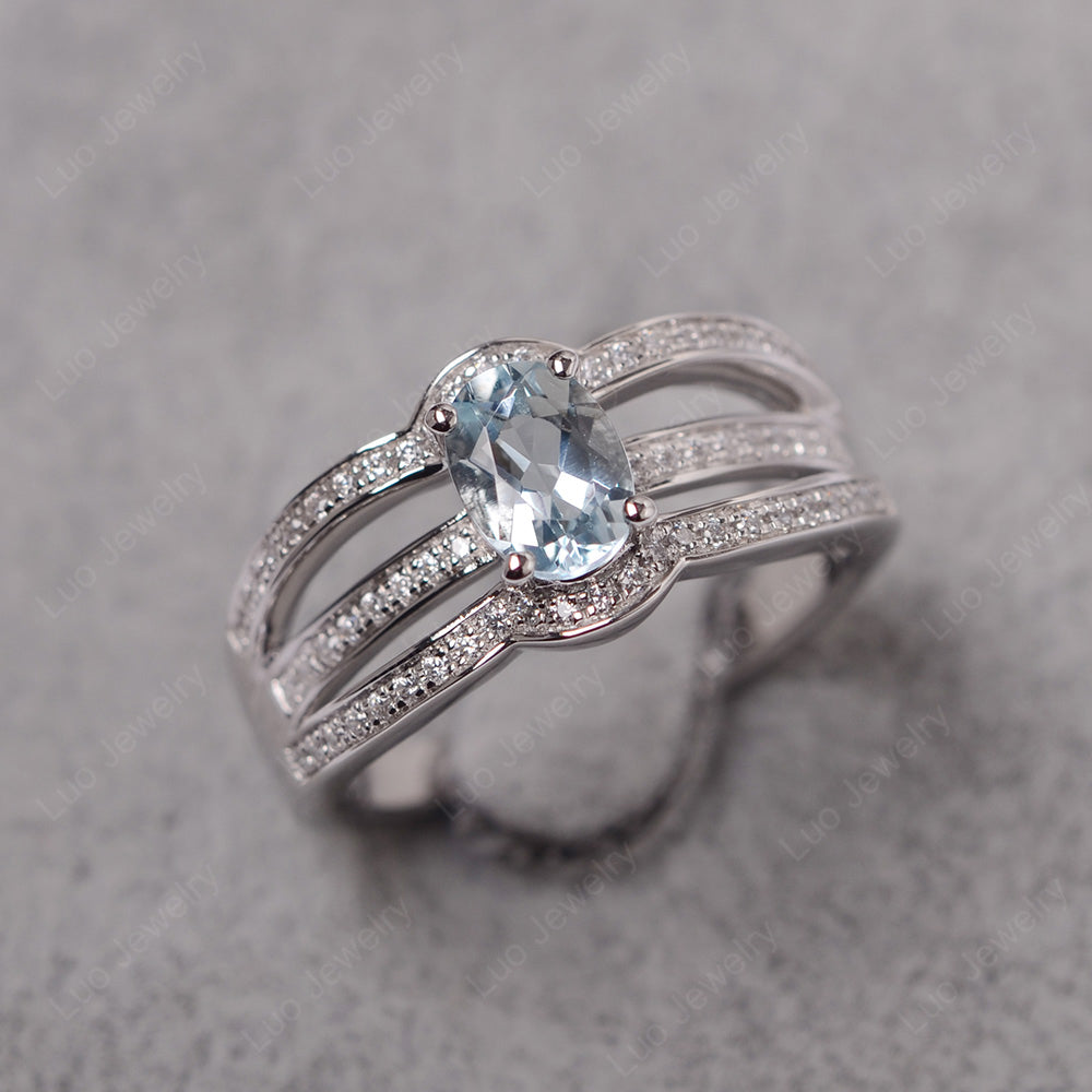 Oval Aquamarine Ring Sterling Silver - LUO Jewelry