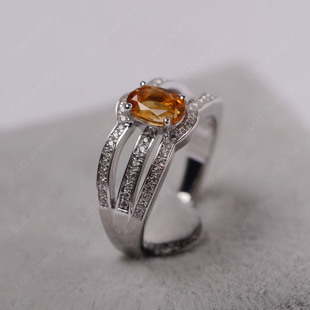 Oval Citrine Ring Sterling Silver - LUO Jewelry